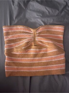American Eagle Orange and Cream Striped Knit Tube Top